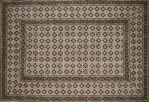 Mantel de algodón rectangular estampado de bloques marroquí 88" x 58" azul - Imagen 1 de 2