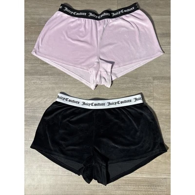 Juicy Couture Booty Shorts M Pink Velvet Y2K Rhinestone Bedazzled PJ 2 Pajamas - Image 1 of 4
