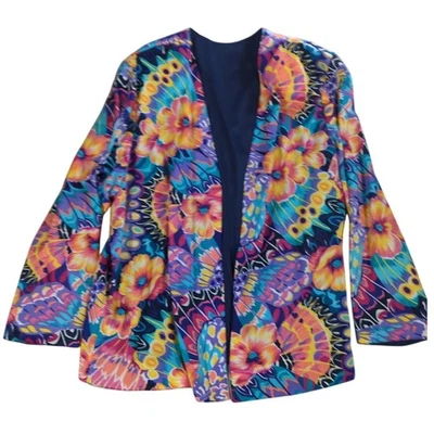 DE COLECCIÓN NUEVO CON ETIQUETAS S.G. Chaqueta Blazer Deportiva 2X 22W 24W Floral Abstracta Hecha en EE. UU. Poliéster Foto 1 de 4