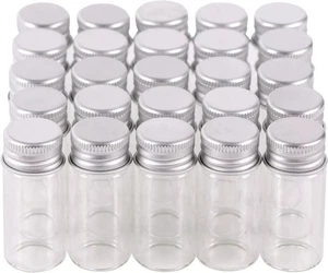 100 10Ml Vials Small Mini Tiny Glass Bottles Clear Empty Jars with Aluminum Top1 - Picture 1 of 3