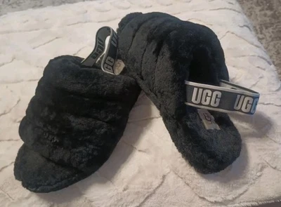 UGG ZAPATILLAS SANDALIAS PLANAS Con Correa Trasera - NEGRO - Talla 8 Acogedoras, Regalo  Foto 1 de 4