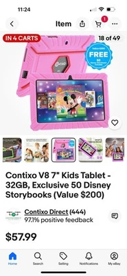Brand New Sealed Contixo V8-2 Kid Tablet Android 50 7"Touchscreen 2GB+32GB PINK - Image 1 of 4