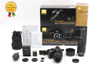 [TOP MINT in Box] Nikon D3100 Digital SLR 14.2 Camera 18-55mm 55-200mm JAPAN - Image 1 of 4