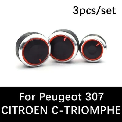 Panel Turning Switch Knob Buttons For Peugeot 307 3Pcs Heater A/C Control Knob - Image 1 of 4