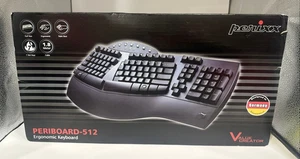 Perixx Periboard-512 Ergonomic Split Black Keyboard - USB Wired- OPEN BOX - Picture 1 of 8