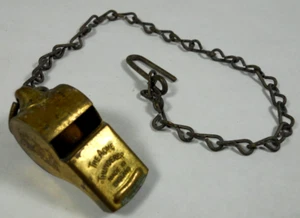 vintage The Acme Thunderer metal whistle cork ball chain Made in England police - Picture 1 of 11