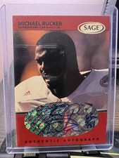 1999 SAGE FOOTBALL MICHAEL RUCKER RED AUTHENTIC AUTOGRAPH /999 #A43 NEBRASKA
