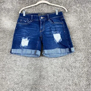 Arizona Jean Co Cuffed Short Women's Size 3 Blue Low Rise Dark Wash Distressed - Picture 1 of 8
