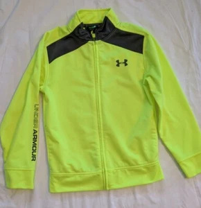 UNDER ARMOUR Boys Size 7 Bright yellow & Gray Zip Lightweight Jacket w/Pockets - Picture 1 of 6