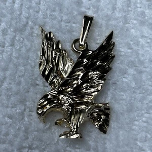 14K Gold Diamantschliff Amerikanischer Weißkopfseeadler im Flug Charm Anhänger - Bild 1 von 8