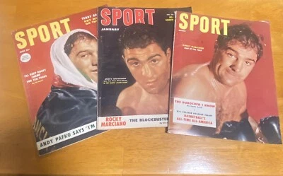 Vintage SPORT Magazine Lot Of 3- ROCKY MARCIANO 1953 -  1954 - 1955 - No Labels - Image 1 of 4