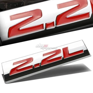 ALUMINUM STICK ON POLISHED CHROME RED 2.2L 2.2 L DECAL EMBLEM TRIM BADGE LOGO - Picture 1 of 2
