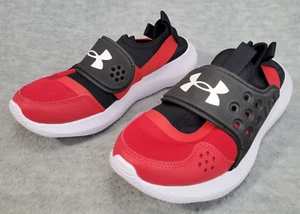 Under Armour Zapatos Correr Jugar Sin Cordones Rojo/Negro Cojín Cómodo Juvenil 4Y Nuevos - Imagen 1 de 7