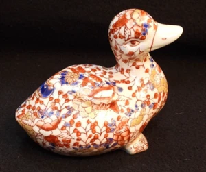 Antique Chinese Imari Porcelain Duck Figurine Artist Signed 4" tall - Picture 1 of 8