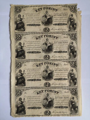 Hungary, full sheet of old banknotes 2 Ket Forint 1842,XF/UNC - Image 1 of 3
