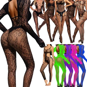 Body tuta donna a rete trasparente body leopardato clubwear - Foto 1 di 83