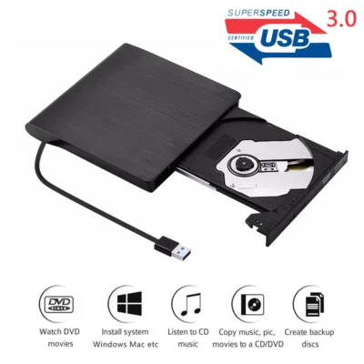 Externes DVD Laufwerk USB 3.0 Brenner Slim CD DVD-RW Brenner für PC  Laptop - Bild 1 von 4