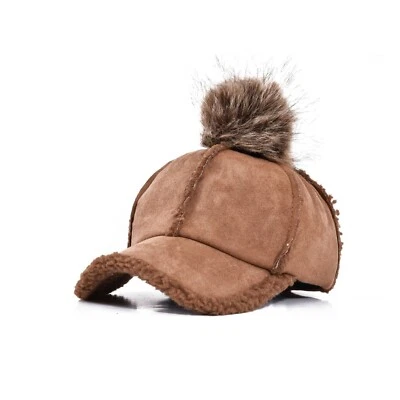 Mujeres Grueso Cálido Béisbol Imitación Cachemira Sombrero Hombres Gorra Papá Sombrero con Pelota Esponjosa Foto 1 de 4