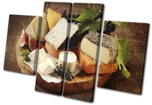 Cheese Board Grapes Wood Food Kitchen MULTI CANVAS WALL ART Picture Print - Picture 1 of 1