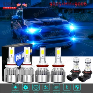 Blue LED Headlight+Fog Light Bulbs for 2009-2019 Dodge Ram 1500 2500 3500 4500 - Picture 1 of 12