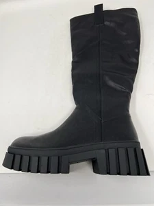 MIA Womens Boots 8.5 Ry Lug Sole Tall Platform Black Shoes Contoured Riding Moto - Picture 1 of 16