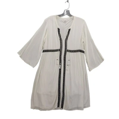 Old Navy Embroidered Tassel Dress Bohemian White Bell Sleeve Sz M Festival - Image 1 of 4