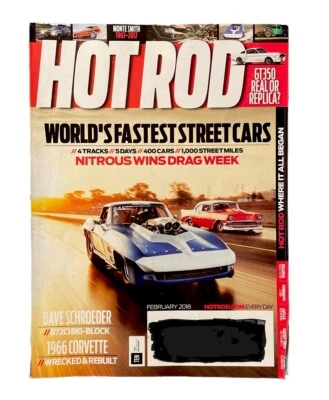 Hot Rod Magazine February 2018 Fastest Street Cars 1966 Covrvette  - Image 1 of 4