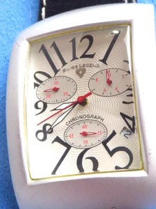 VINTAGE SWISS LEGEND CHRONOGRAPH 2" TANK WATCH QUARTZ NEW BATTERY - Picture 1 of 12