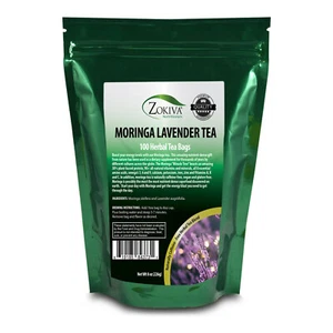Moringa Lavender Tea Bags Mega Pack (100) Naturally Caffeine-Free Herbal Tea - Picture 1 of 9