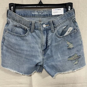 Pantalones Cortos Old Navy Niñas 16 Ajuste Azul Arco Iris Denim tiro alto por encima de la rodilla dobladillo crudo - Imagen 1 de 7