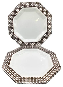 2 Vtg Independence Ironstone Interpace Salad Dessert Plates Cane Octagonal 8" - Picture 1 of 7