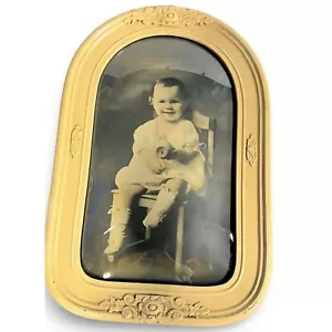 Antique Convex Bubble Curved Glass 22” x 15” Hand Carved Rectangular Frame - Picture 1 of 5