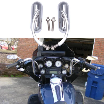 Espejos retrovisores ovalados cromados para motocicleta Harley Davidson Street Glide Road King Dyna Foto 1 de 4