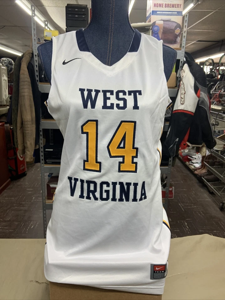Nike West Virginia Basketball Practice Tank Jersey Women's Med White 618495 Sewn