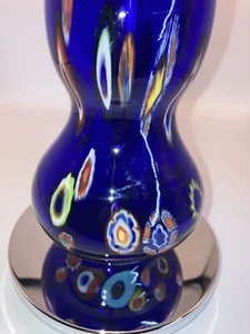 Vintage Art Glass Lamp Millefiori With Matching Finial Chrome Base Heavy Beauty - Picture 1 of 15