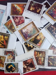 BIG LOT PAINTINGS STAMPS sets with margins Art Africa World Mixed Lot - Picture 1 of 3
