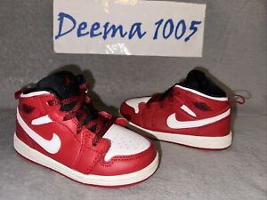Toddler Nike Air Jordan 1 Mid BT Athletic Shoes ‘Red’ 640735 605 - Size 8C