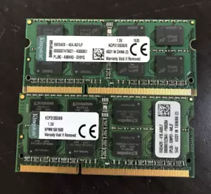 KINGSTON 16GB (2x8GB) 2Rx8 PC3-1600S DDR3-1333 SODIMM Laptop RAM KCP313SD8/8 - Picture 1 of 1