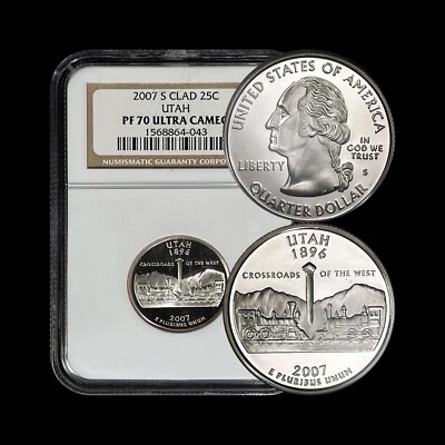 UNITED STATES. 2007, 25 Cents - NGC PF70 - Top Pop 🥇 Utah Quarter - Image 1 of 4
