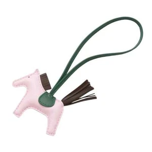 Bolso de Rodeo HERMES Dije Talla PM Piel de Cordero Rosa Darling/Chocolat/Vert Moyen - Imagen 1 de 4