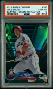 Mike Trout 2018 Topps Chrome #100 Grün Refraktor #D 15/99 - PSA 10 Gem - Angels - Bild 1 von 2