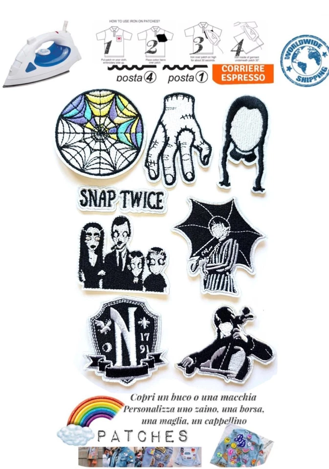 patch Wednesday toppa termoadesiva Mercoledì The Addams Family famiglia iron on