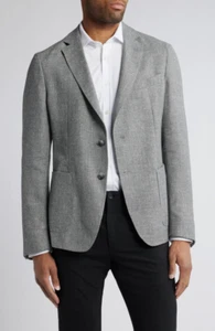 NEW Hugo Boss Hanry Silver Textured Wool Linen Blend Sport Coat Sz 42L NWT $645 - Picture 1 of 16