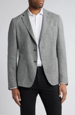 NEW Hugo Boss Hanry Silver Textured Wool Linen Blend Sport Coat Sz 42L NWT $645 - Image 1 of 4