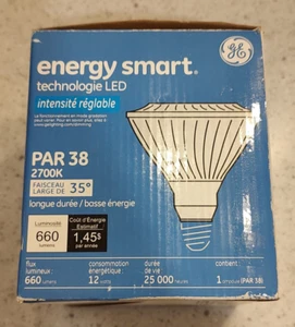GE PAR38 DIMMABLE 35 DEGREE FLOOD LED LIGHT BULB - 10 WATT - 2700K - Picture 1 of 7