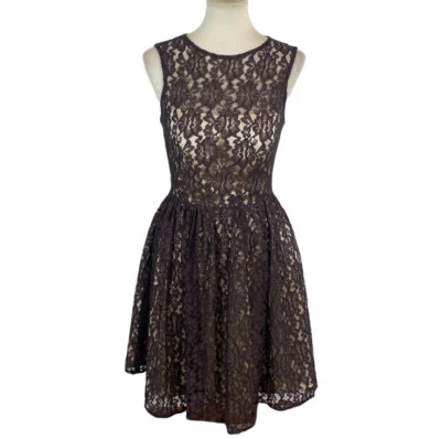 Vestido de mujer Christina Wu Occasions Talla 6 Formal Encaje marrón Sin mangas Foto 1 de 4