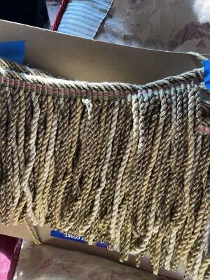 60 pulgadas KRAVET LEE JOFA rosa, verde, oro beige borde de tapicería con flecos Foto 1 de 4