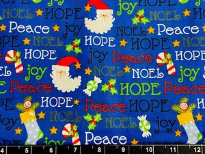 Tina Scrap 9"x21" Santa Snowman Stocking Peace Holly Christmas Cotton Fabric - Picture 1 of 1