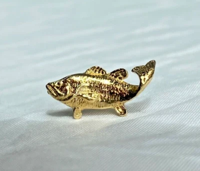 Colibri 18 KT. Gold Electroplate Trout Tie Hat Baseball Cap Jean Jacket Pin - Image 1 of 4