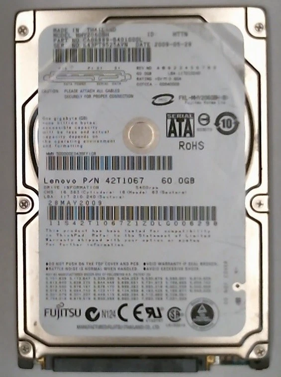 60 GB SATA Fujitsu MHY2060BH 5.4K 2.5" SATA Hard Drive New - Image 1 of 1